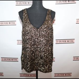 Cato Sequin Black Sleeveless Top Size Large